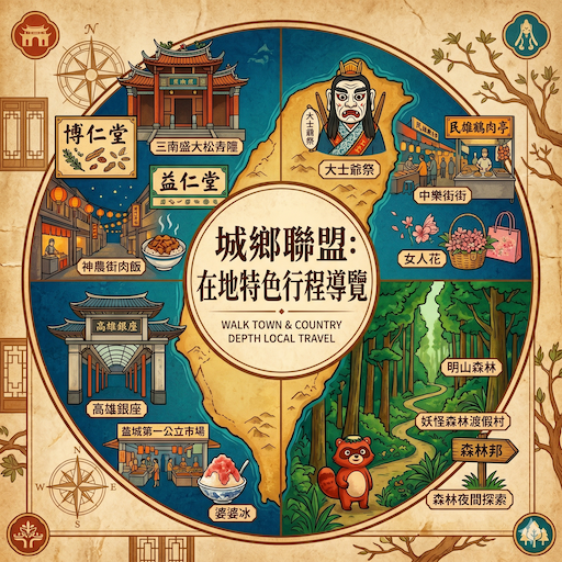 城鄉聯盟在地特色行程導覽插畫地圖